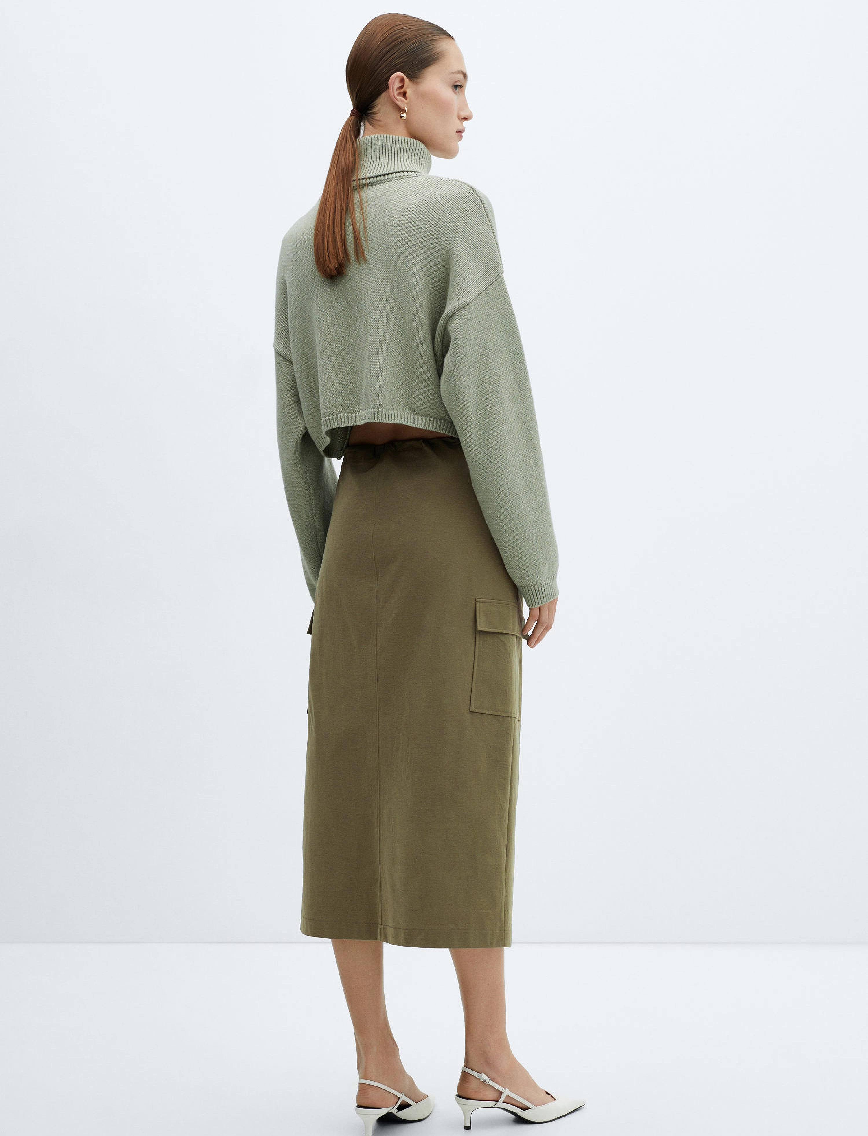 Mango - Midi-skirt with cargo pockets - madalaimad hinnad - beige - khaki - 3