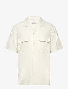 Linen shirt with bowling collar and pockets, Mango
