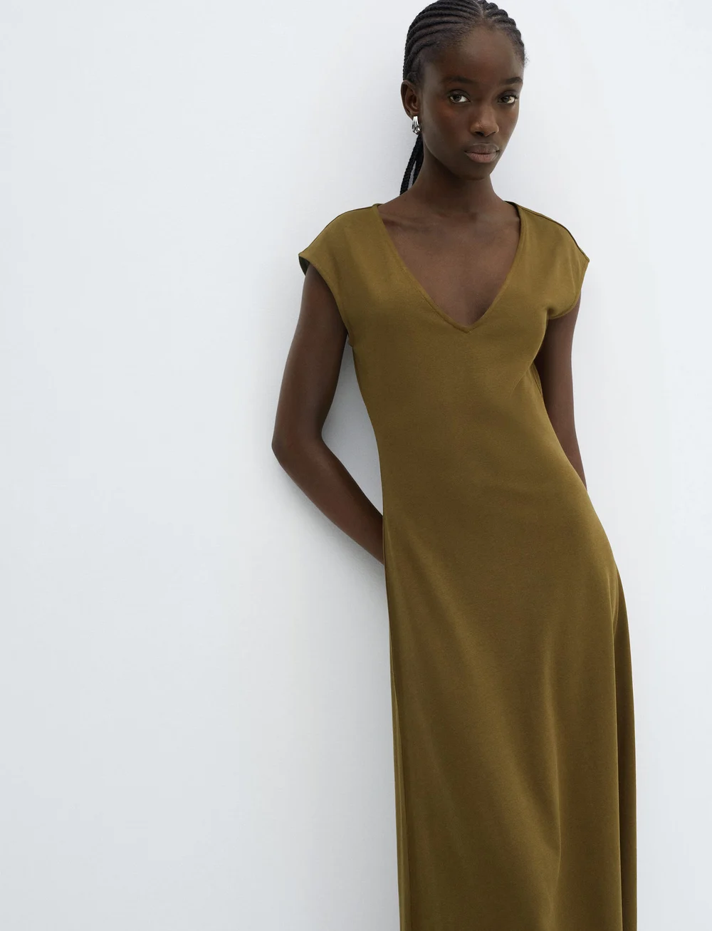 Mango V neck Cotton Dress Midi dresses Boozt