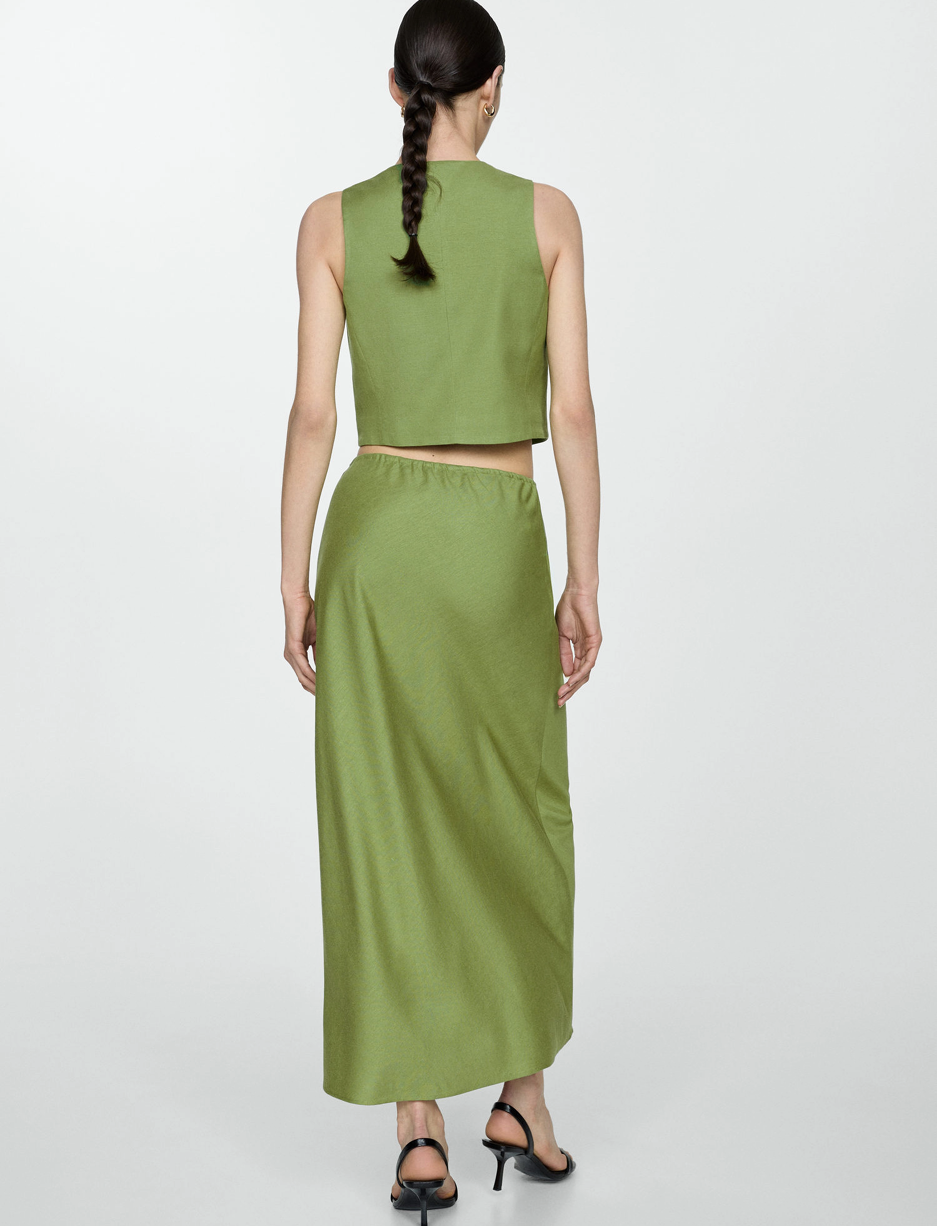 Mango - Gilet with tie closure - festkläder till outletpriser - green - 3