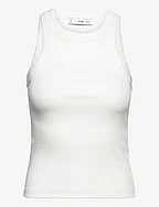 Ribbed cotton-blend top - WHITE