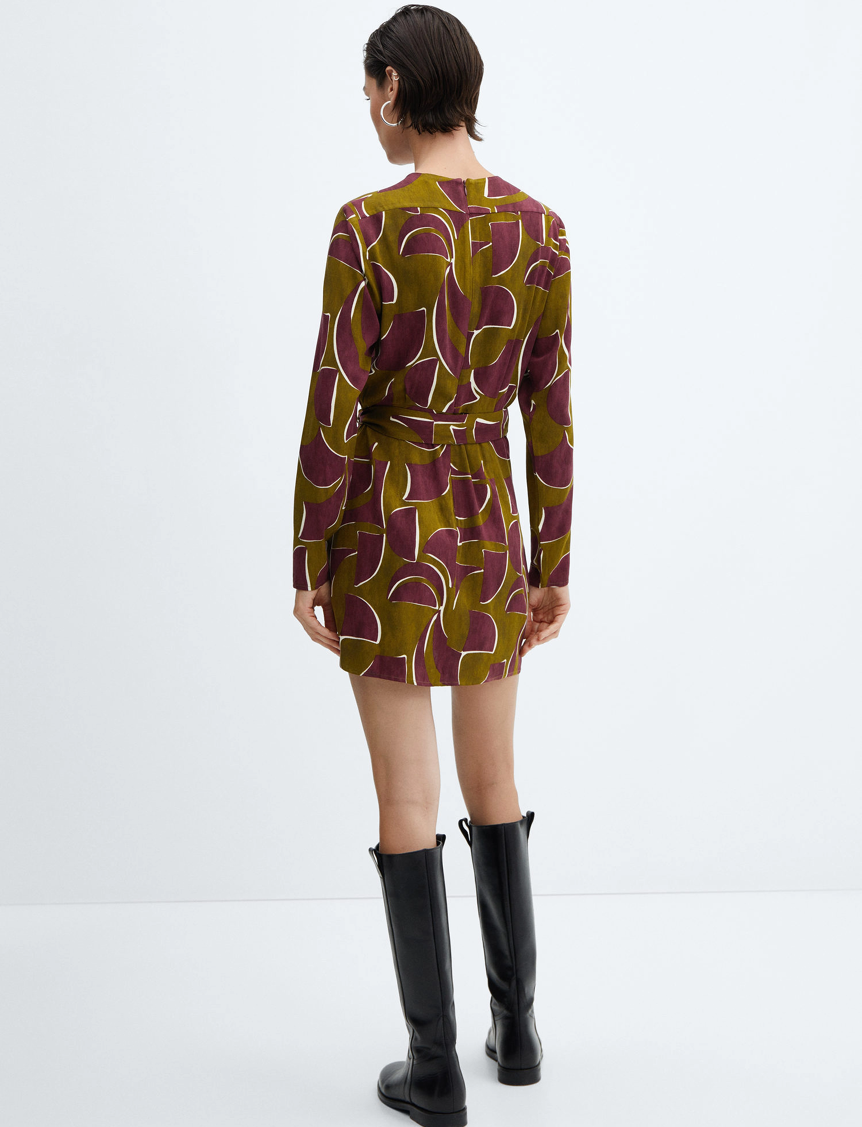 Mango - Knotted wrap dress - korte kjoler - dark red - 3