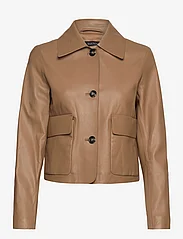Mango - 100% leather jacket with buttons - forårsjakker - medium brown - 0