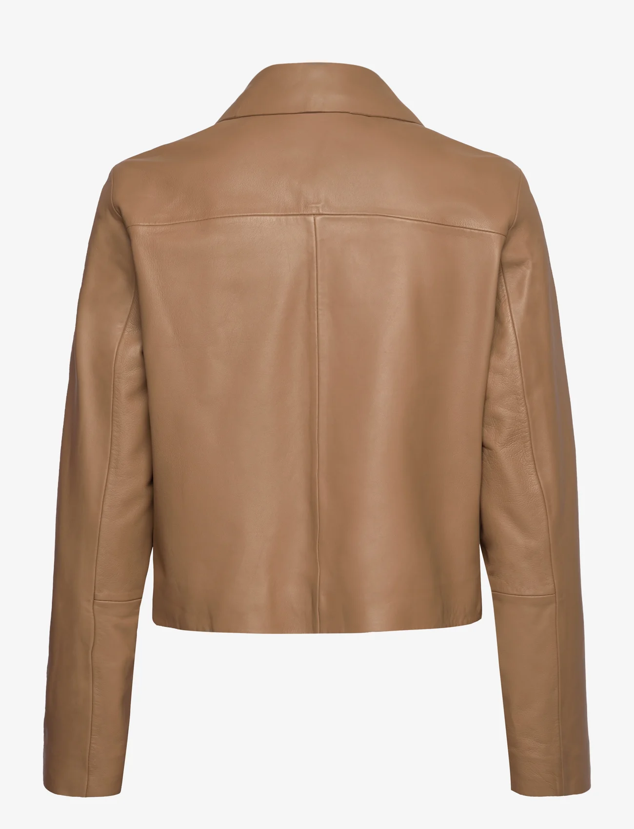 Mango - 100% leather jacket with buttons - vårjakker - medium brown - 1