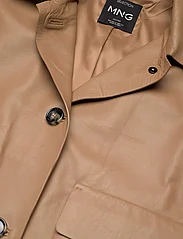 Mango - 100% leather jacket with buttons - vårjackor - medium brown - 4