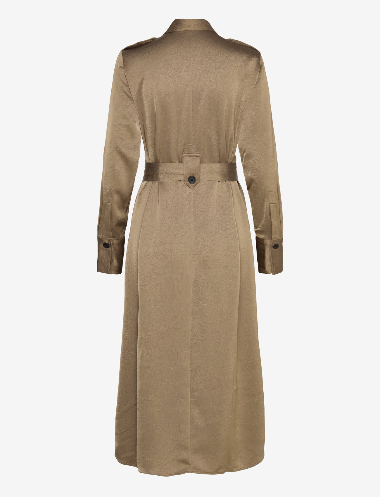 Mango - Satin shirt dress - skjortekjoler - beige - khaki - 1