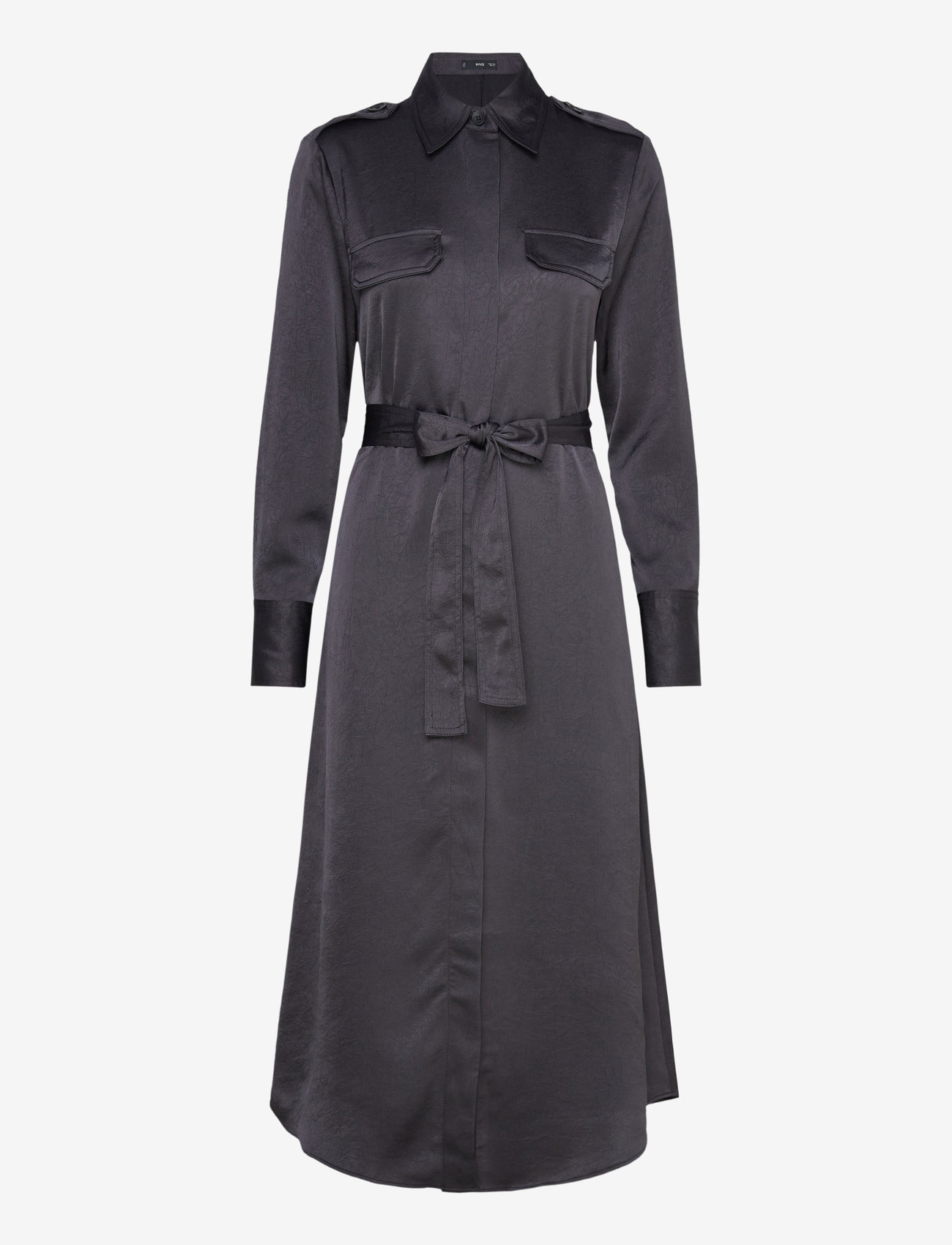 Mango - Satin shirt dress - skjortklänningar - open blue - 1