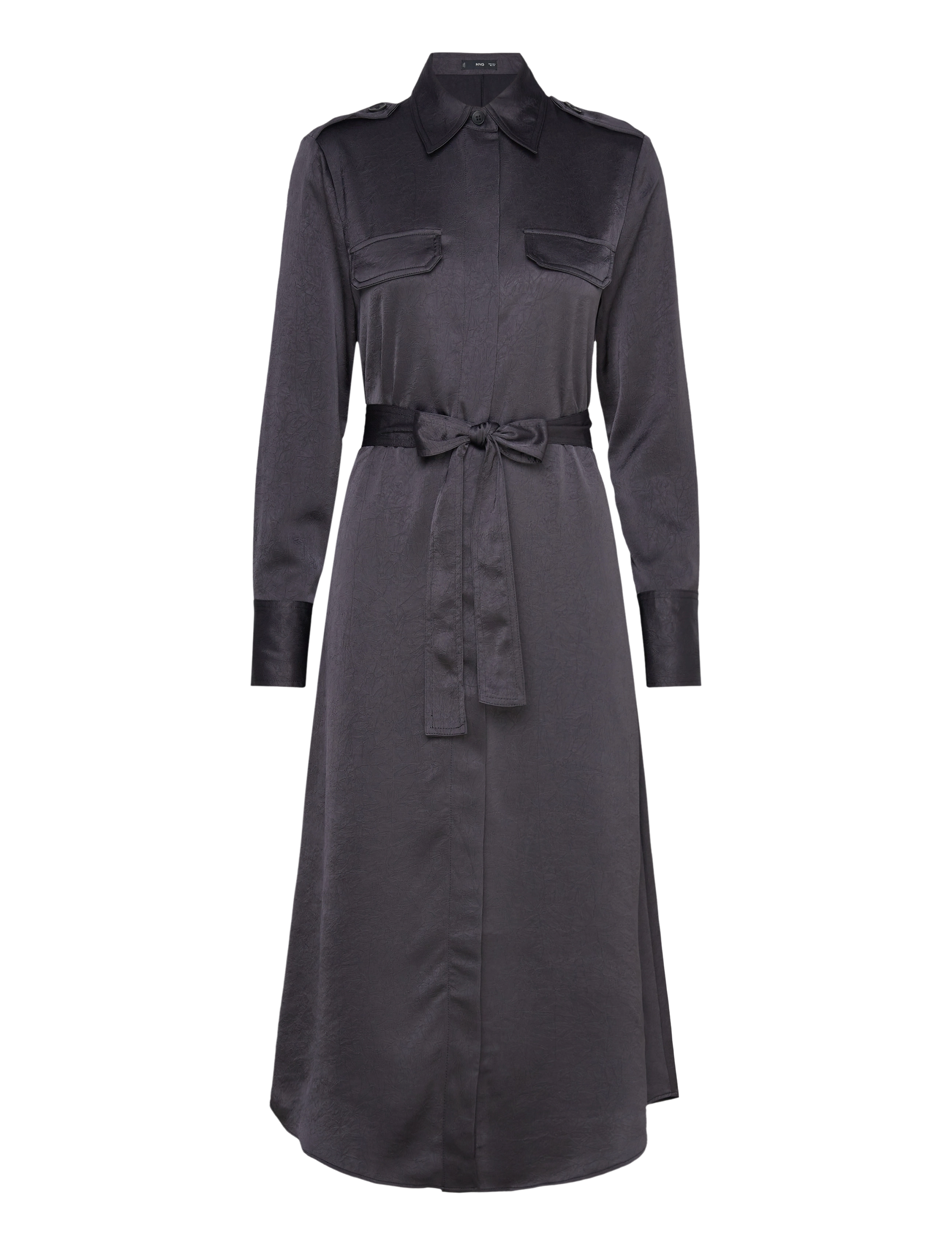 Mango Satin shirt dress - Särkkleidid - OPEN BLUE / navy