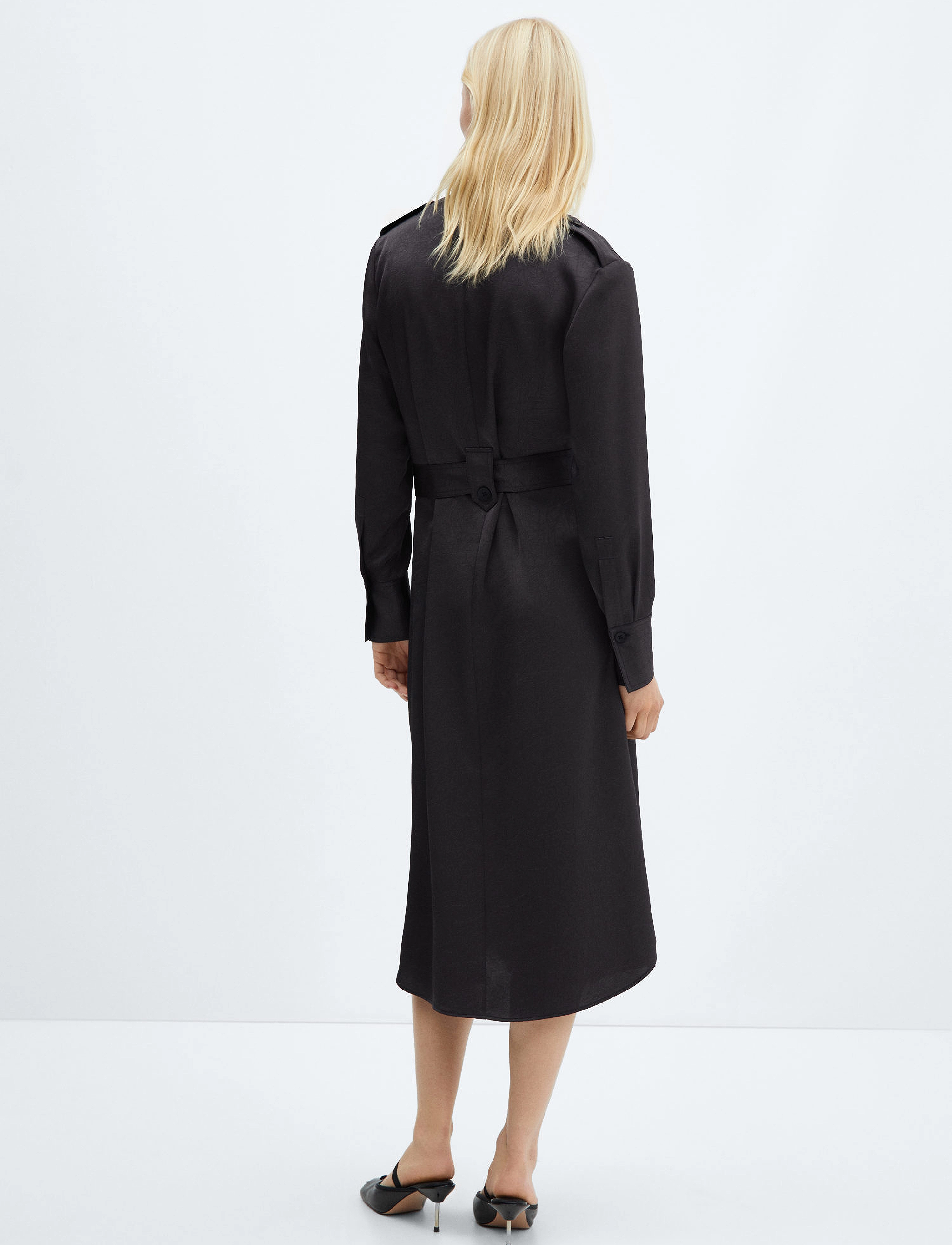 Mango - Satin shirt dress - skjortekjoler - open blue - 3