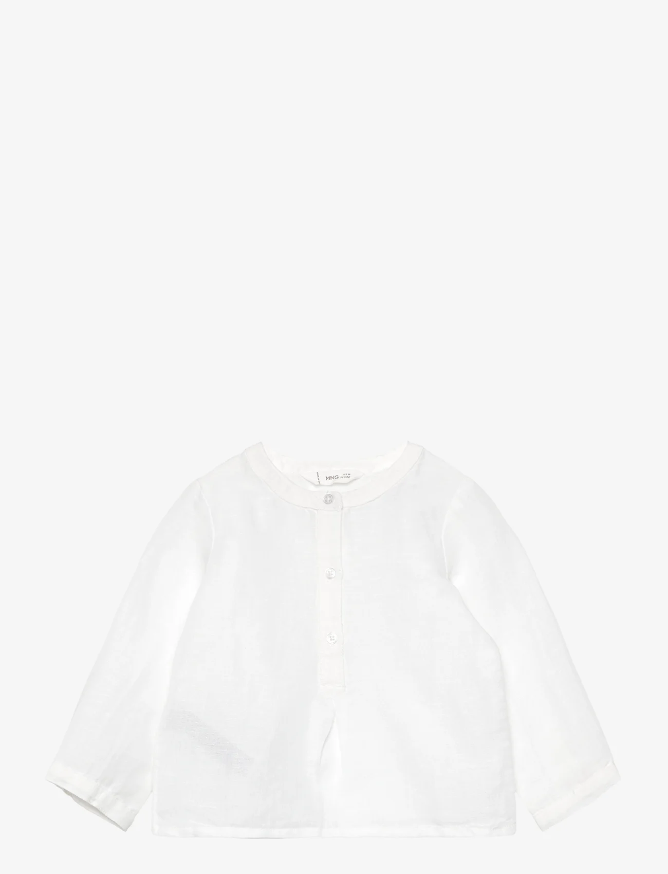 Mango - Button linen shirt - langærmede skjorter - natural white - 0