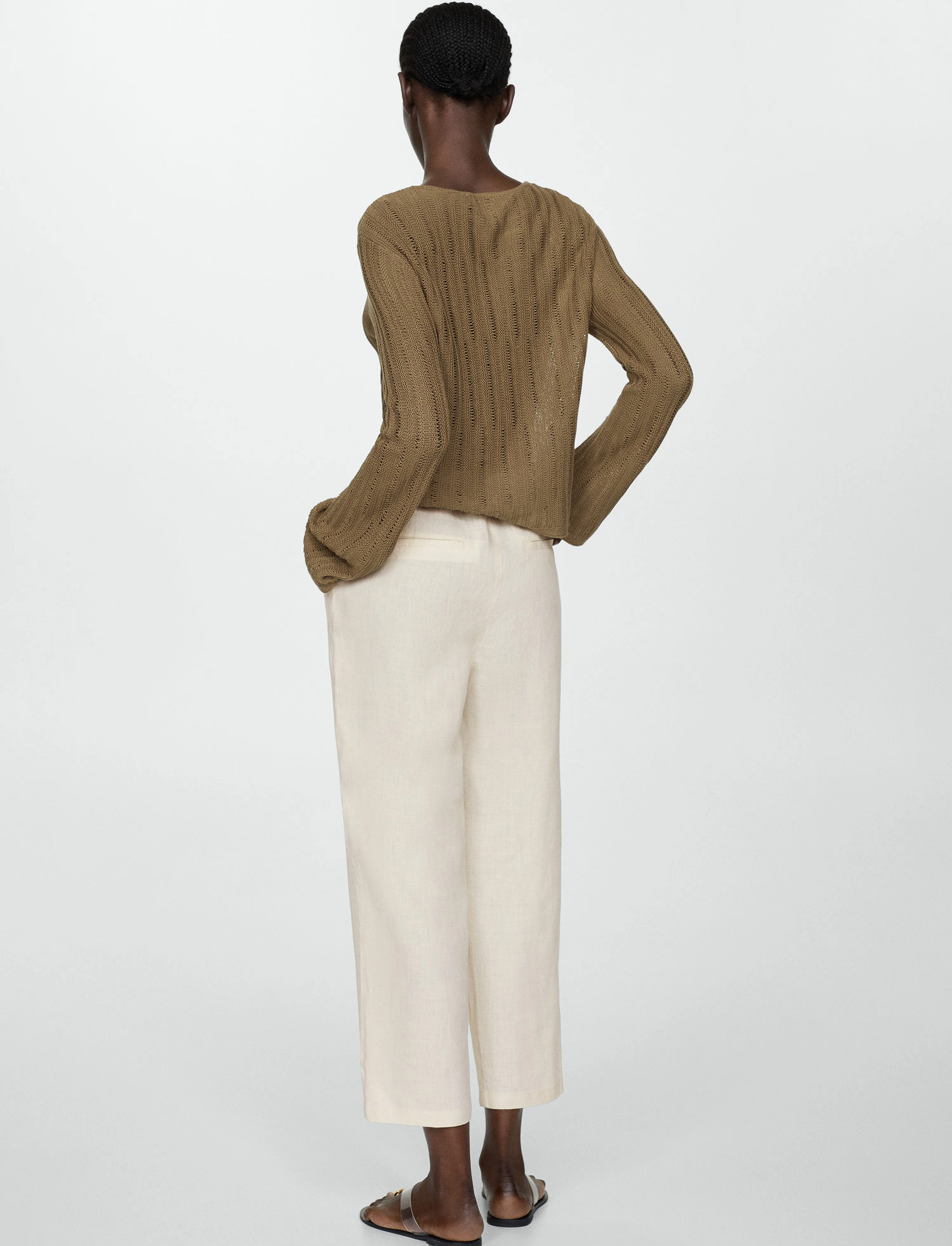 Mango - 100% linen trousers - light beige - 2