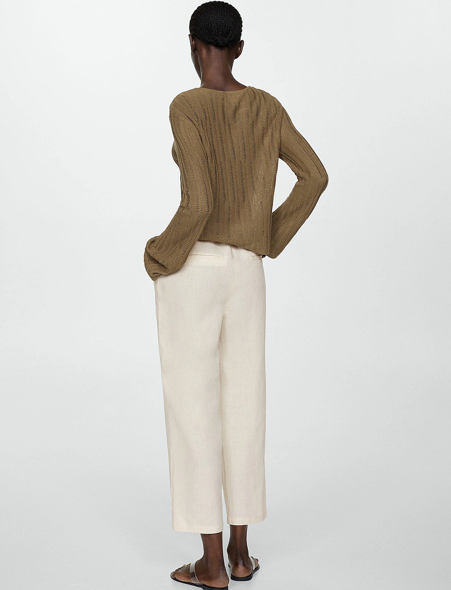 Mango - 100% linen trousers - light beige - 2