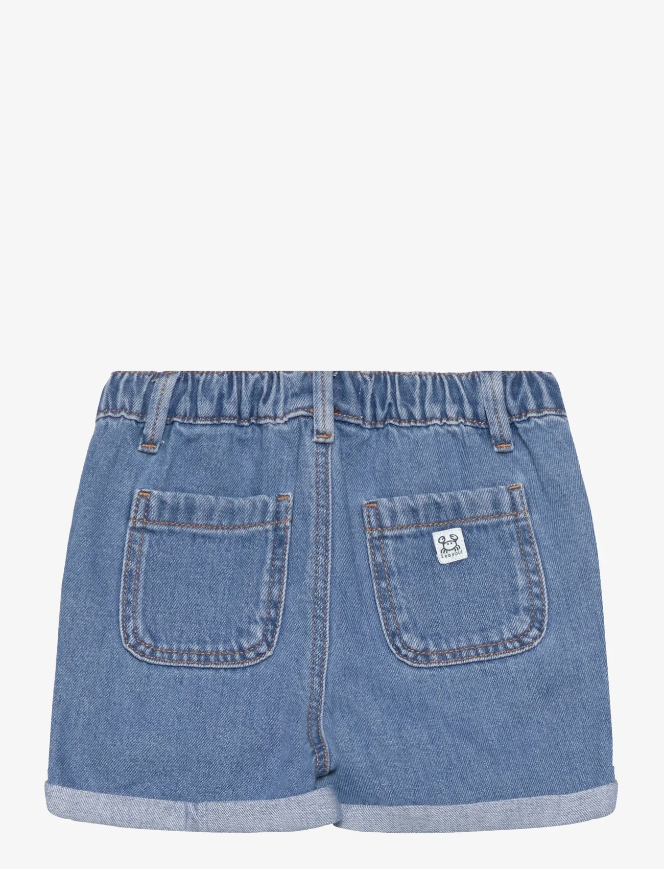 Mango - Elastic waist denim Bermuda shorts - mjukisshorts - open blue - 1
