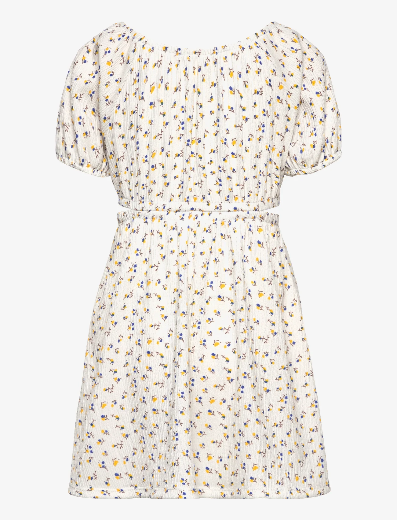 Mango - Floral dress with cut-out - kurzärmelige freizeitkleider - light beige - 1