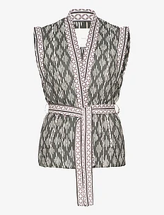 Quilted gilet with belt, Mango