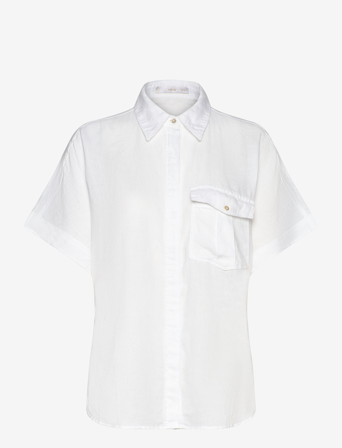 Mango - Pocket linen shirt - leinenhemden - white - 1