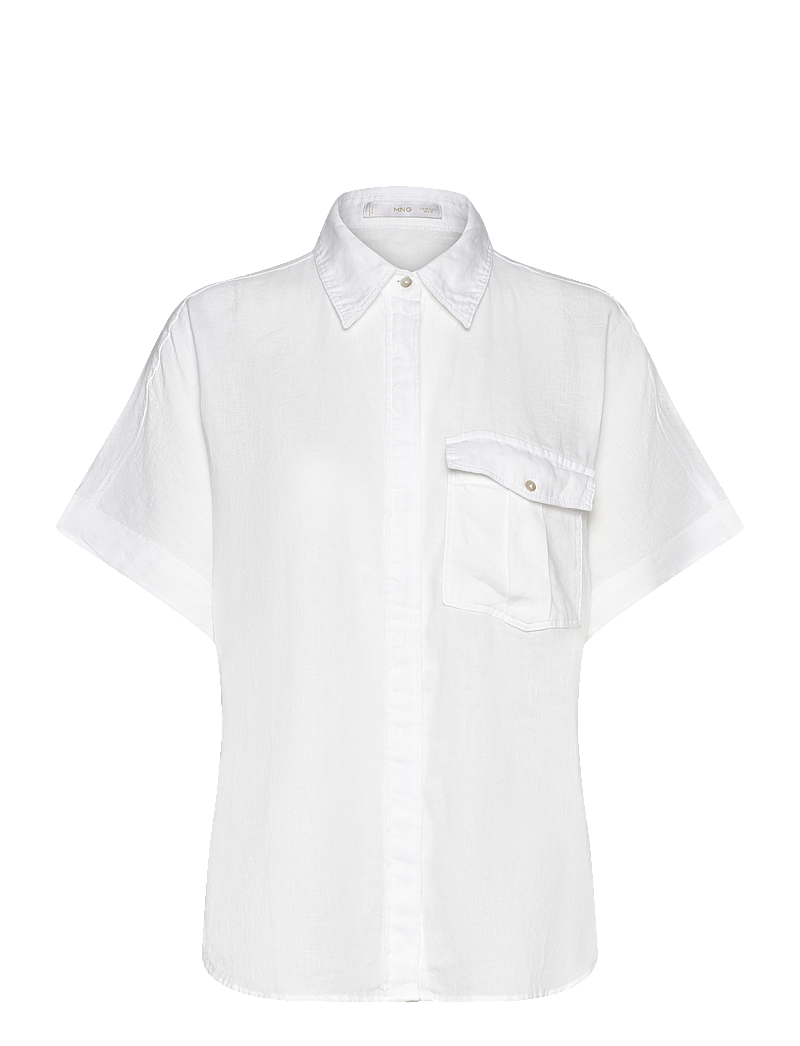 Mango - Pocket linen shirt - leinenhemden - white - 1