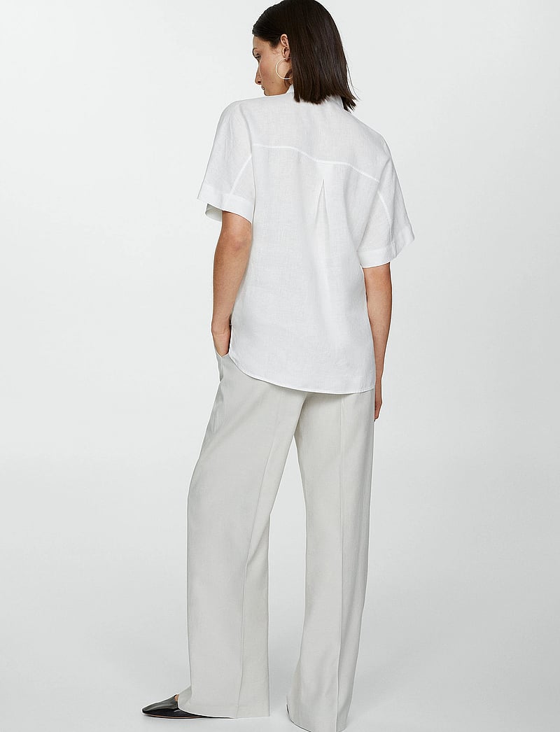 Mango - Pocket linen shirt - leinenhemden - white - 3