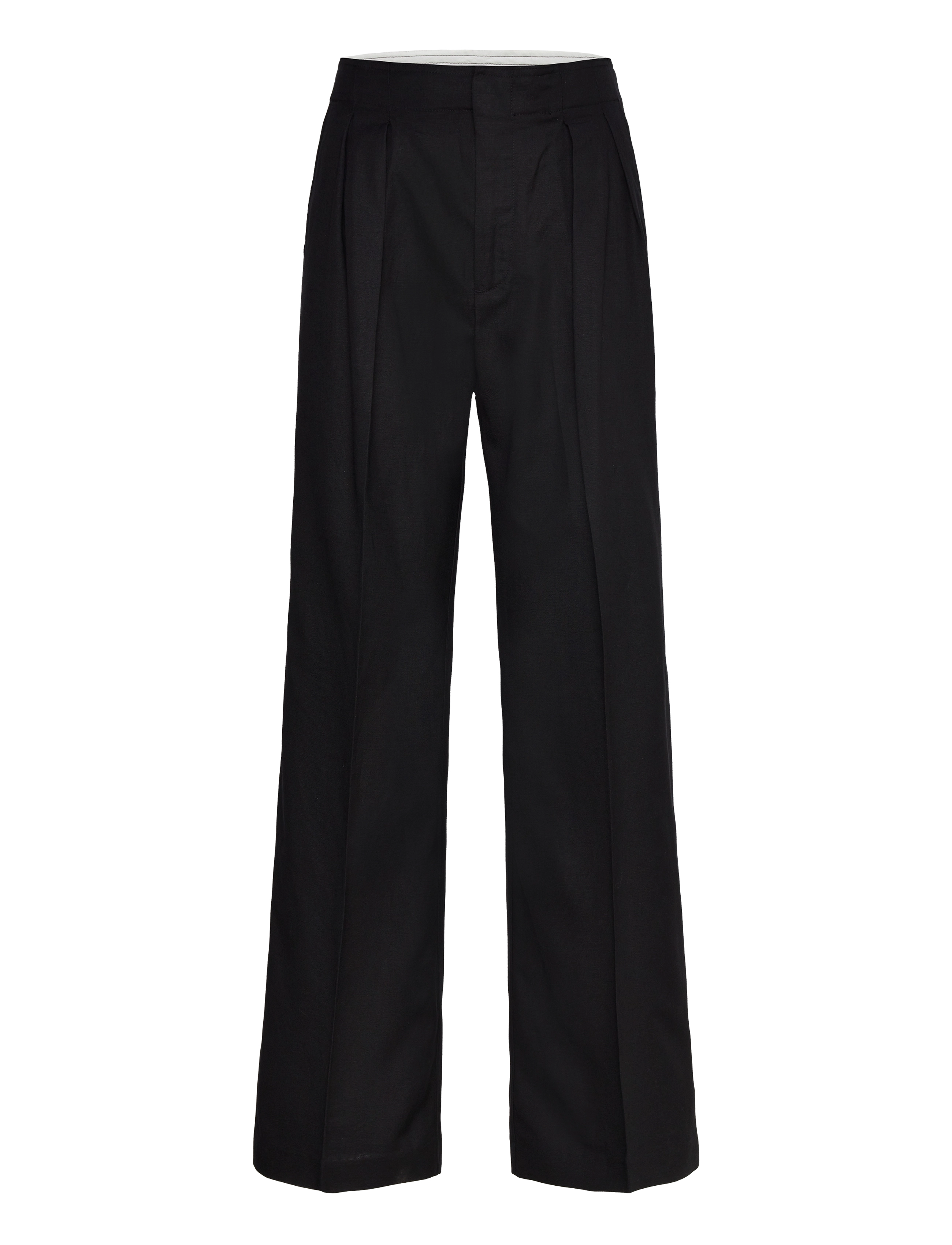Contrast-trim pleated trousers - BLACK