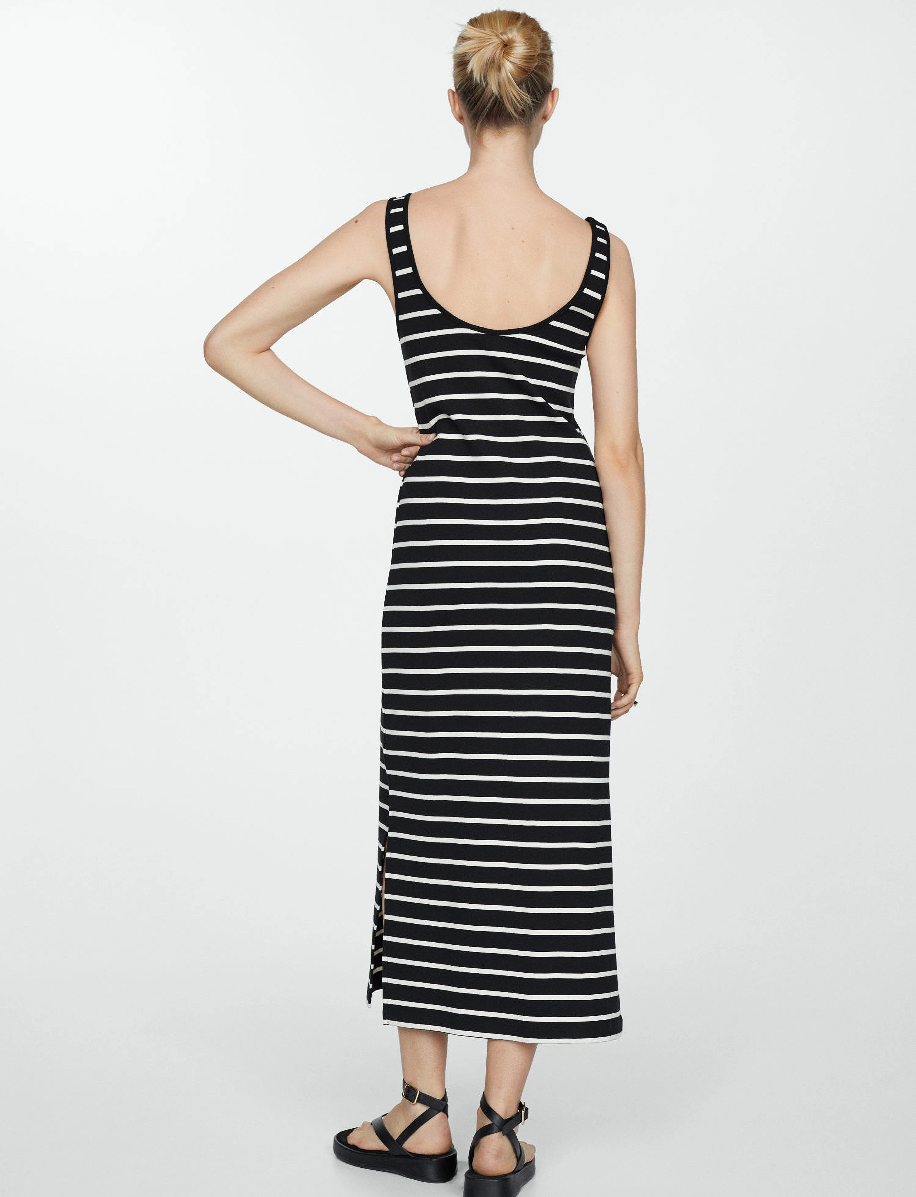 Mango - Cut-out striped dress - maksimekot - black - 3