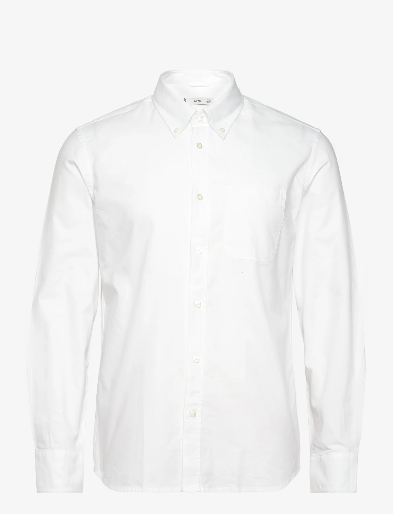 Mango - Regular fit Oxford cotton shirt - oxford-kauluspaidat - white - 0