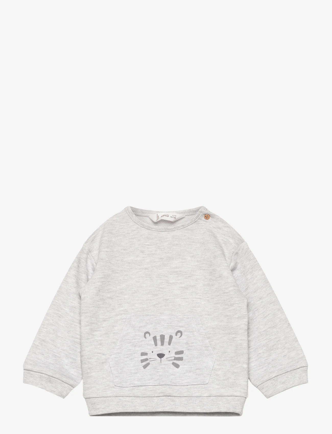 Mango - Printed sweatshirt with pocket - sweatshirts - lt pastel grey - 0
