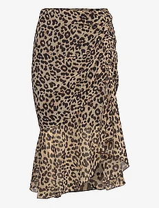 Leopard skirt with gathered detail, Mango