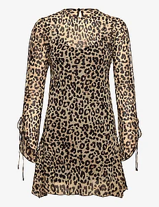 Flared sleeve leopard dress, Mango