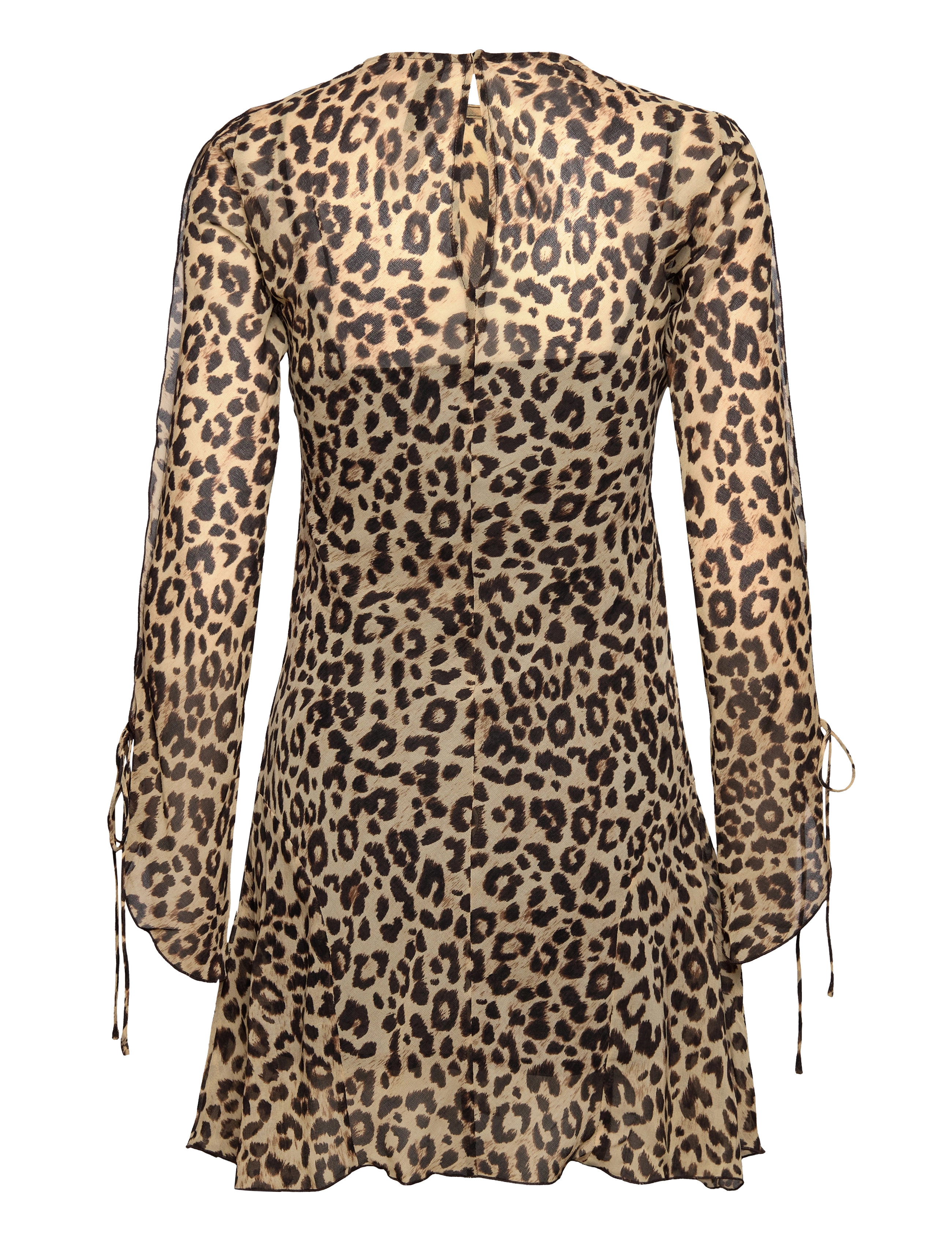 Mango - Flared-sleeved leopard-print dress - korte kjoler - black - 2