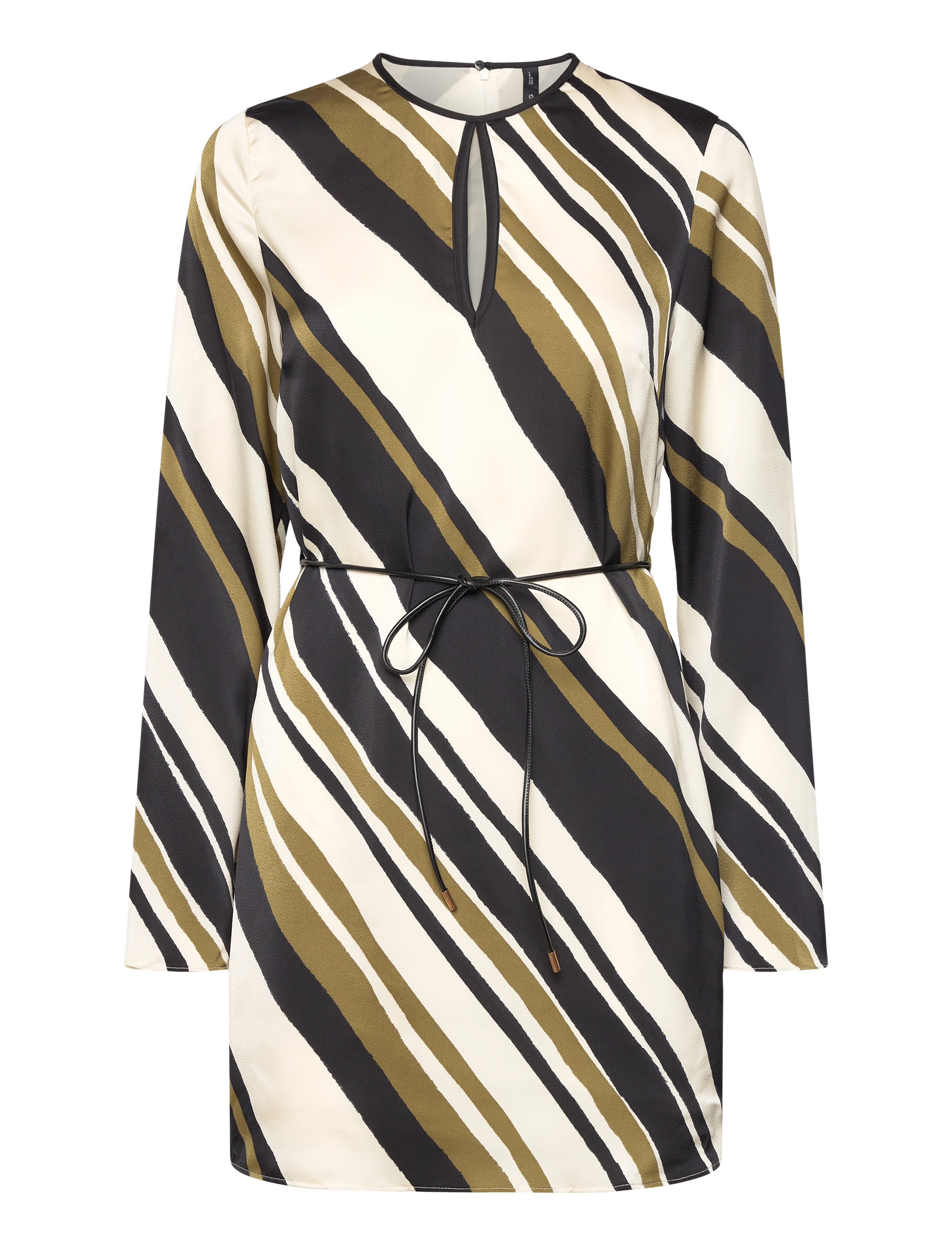 Mango Belt striped dress - Kleider - BLACK / black