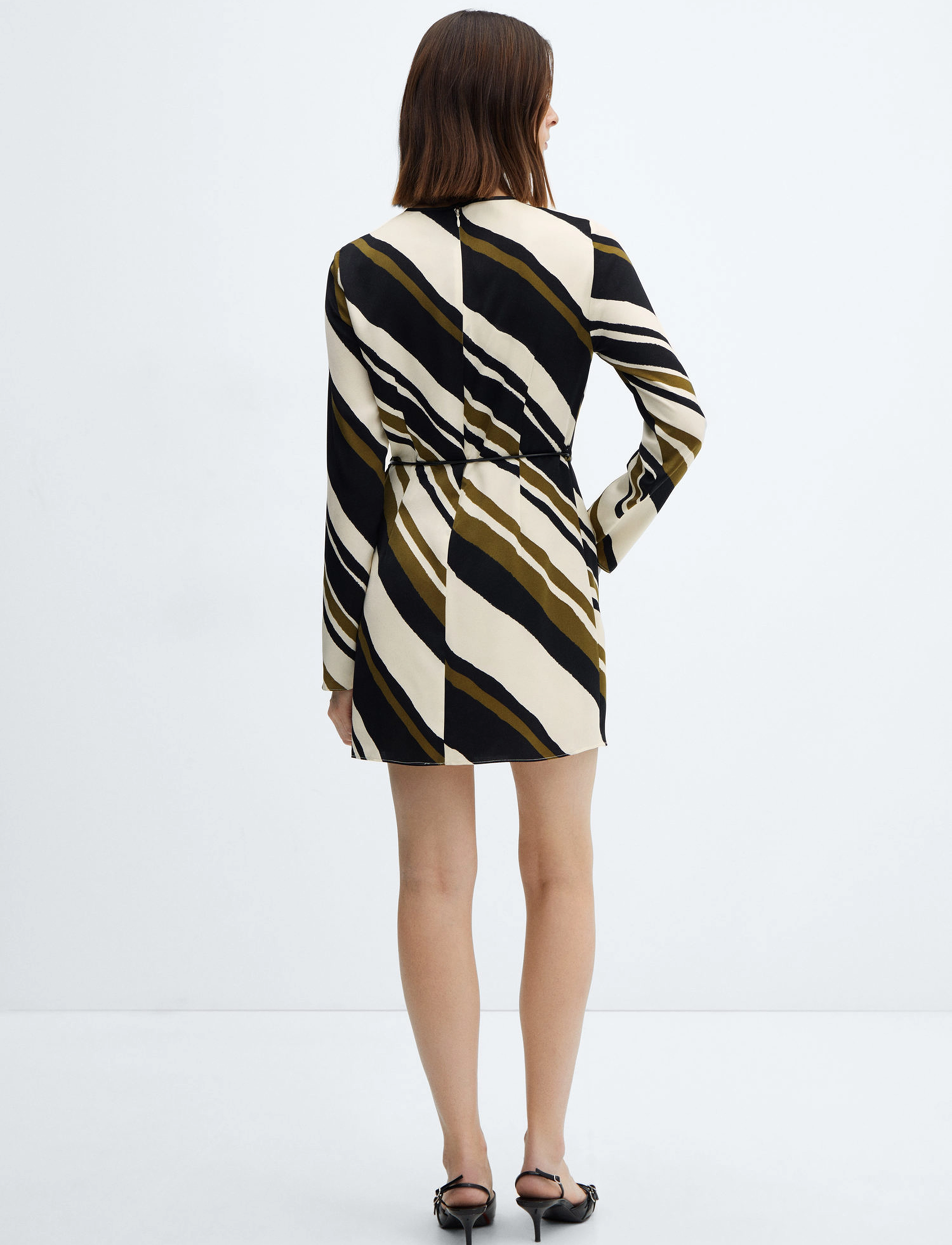 Mango - Belt striped dress - laveste priser - black - 3