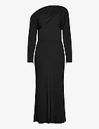 Asymmetrical dress with slit - BLACK