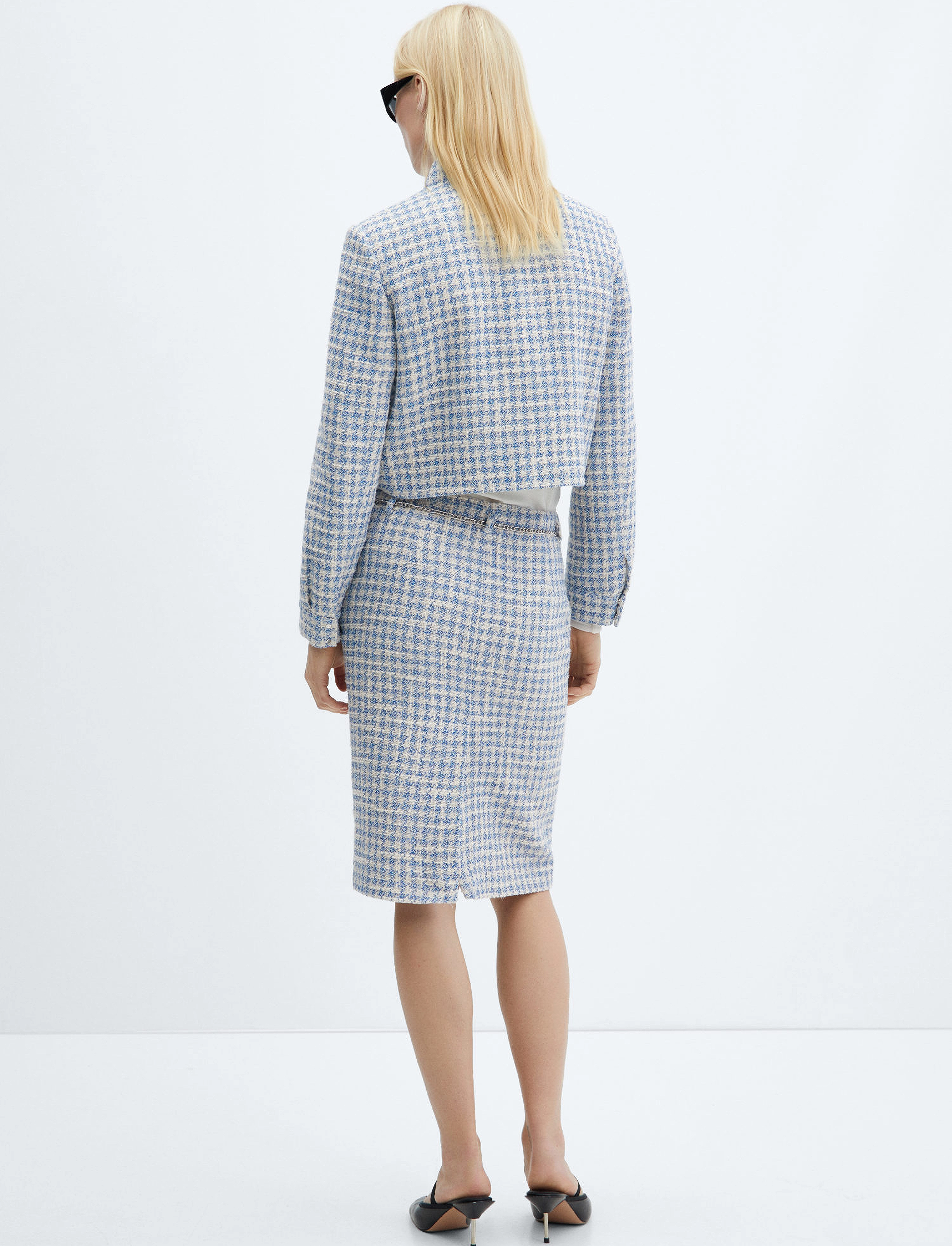 Mango - Tweed midi skirt - midihameet - lt-pastel blue - 3