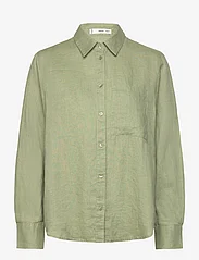Mango - Linen 100% shirt - linskjorter - green - 0