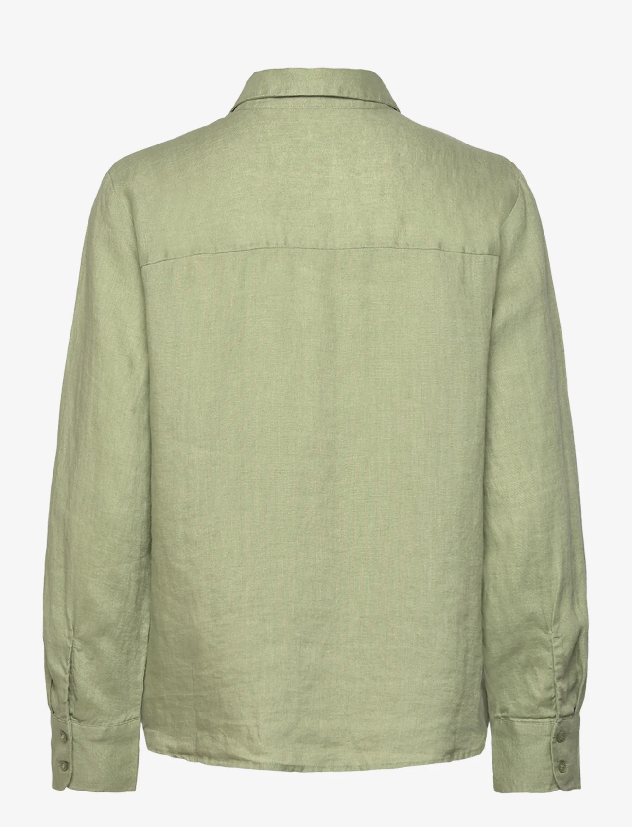 Mango - Linen 100% shirt - linskjorter - green - 1