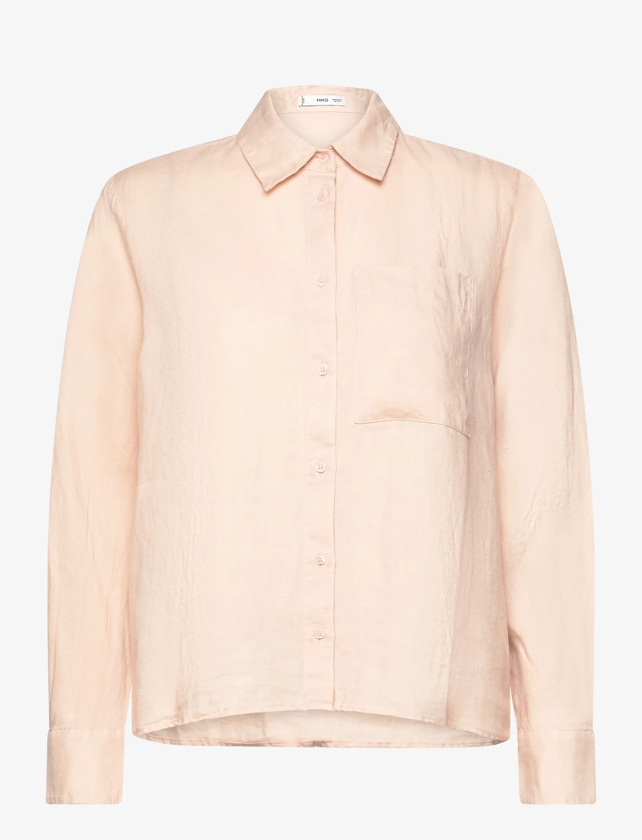 Mango - Linen 100% shirt - linskjorter - lt-pastel pink - 0