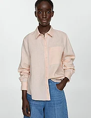 Mango - Linen 100% shirt - linskjorter - lt-pastel pink - 2
