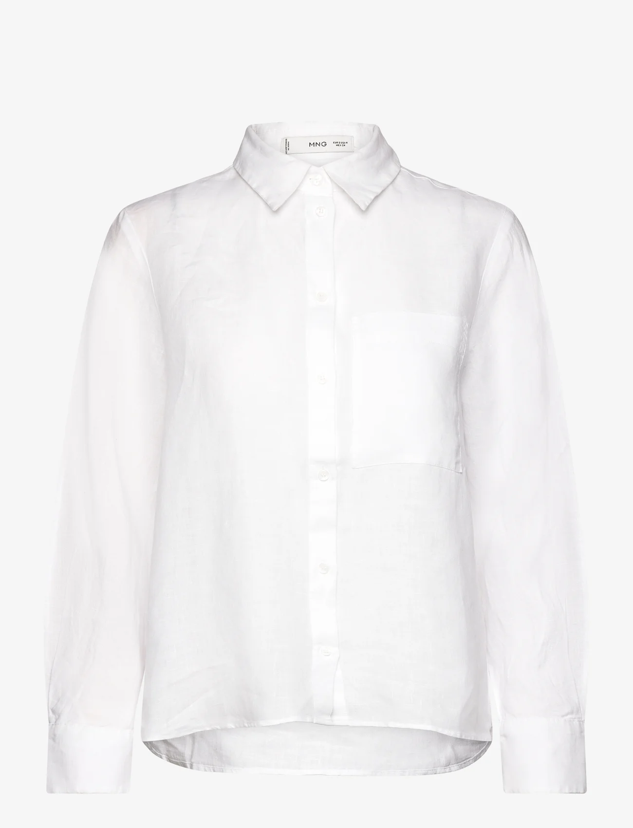 Mango - Linen 100% shirt - linneskjortor - natural white - 0