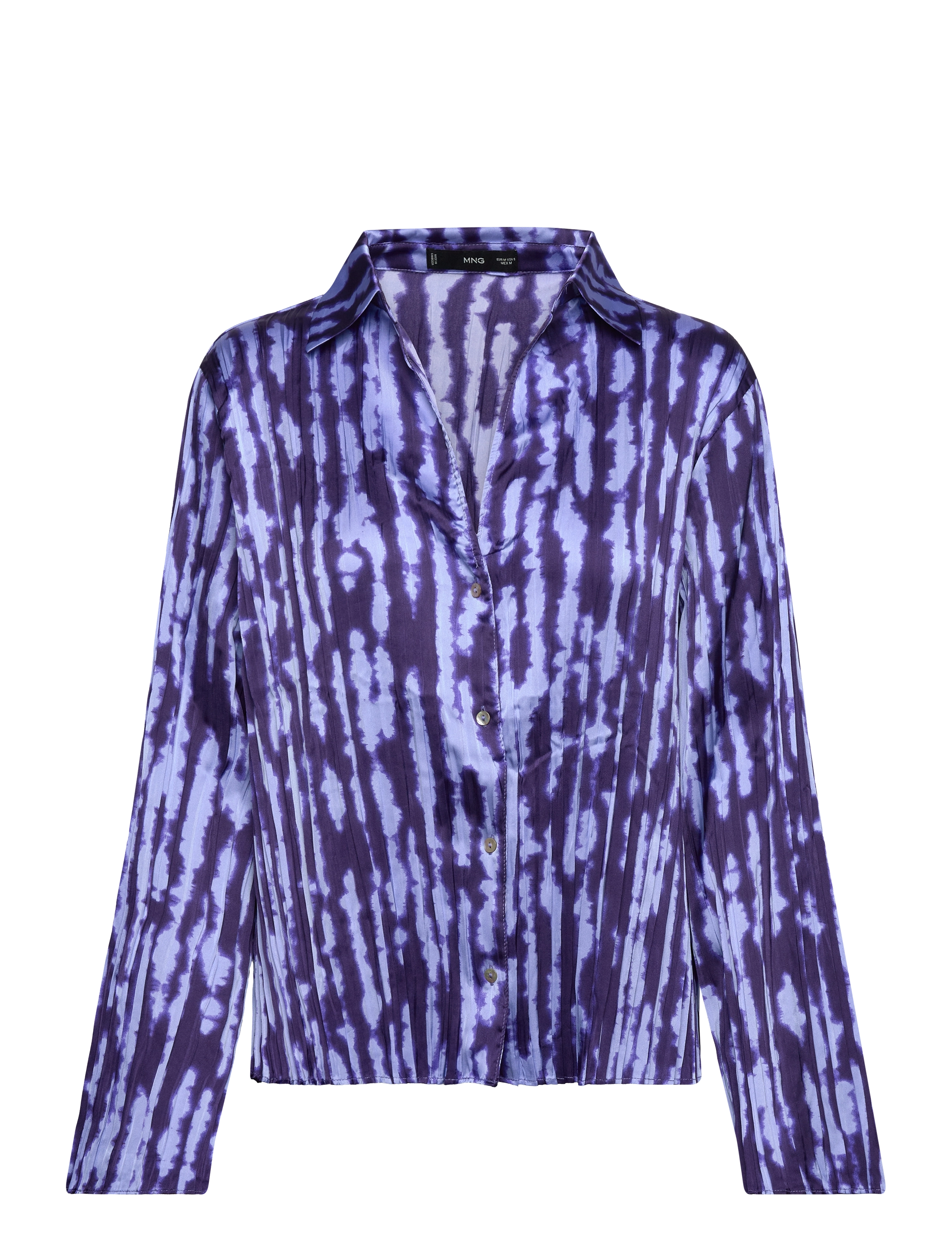 MANGO Printed Shirred Shirt Blau - XS - Damen