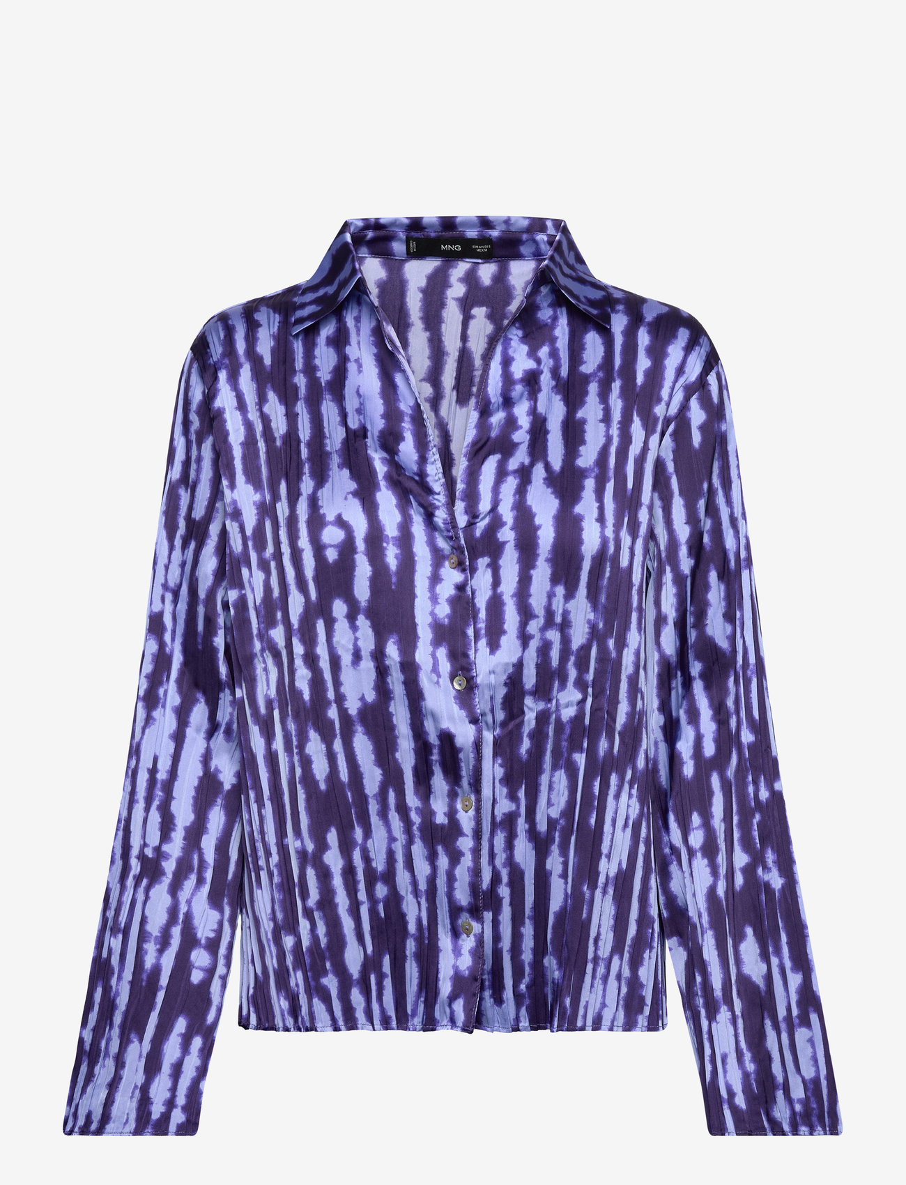 Mango - Printed shirred shirt - langärmlige hemden - medium blue - 1