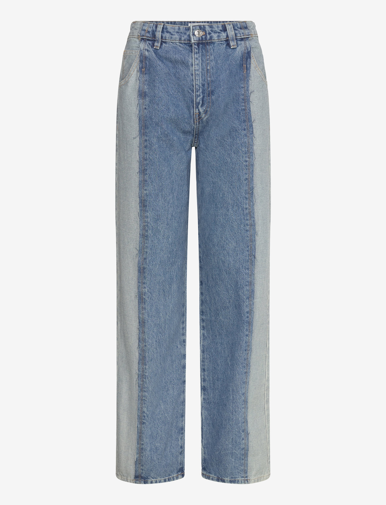 Mango - Two-tone straight-fit jeans - straight jeans - open blue - 0