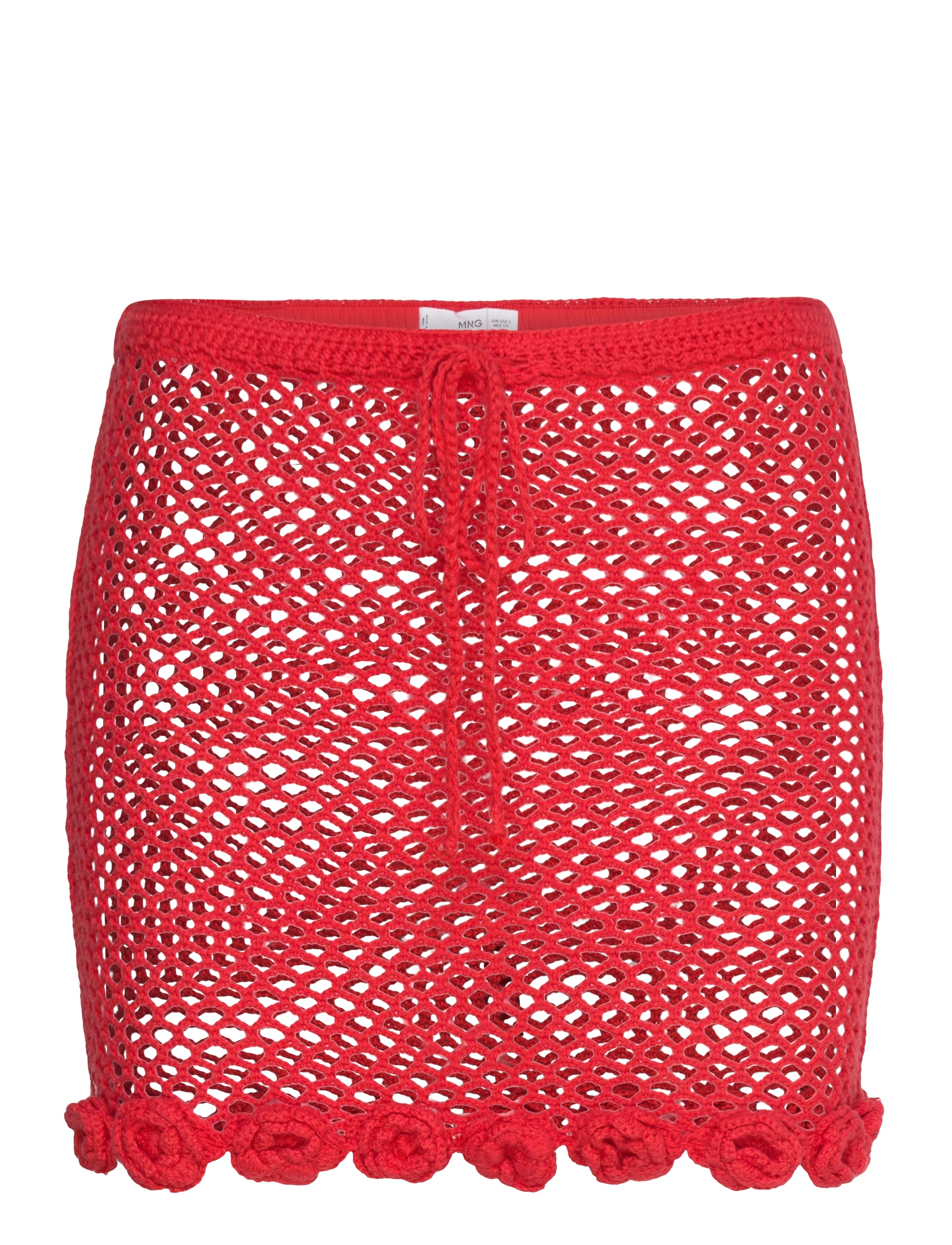 MANGO Crochet Floral Mini-Rock Rot - XS - Damen