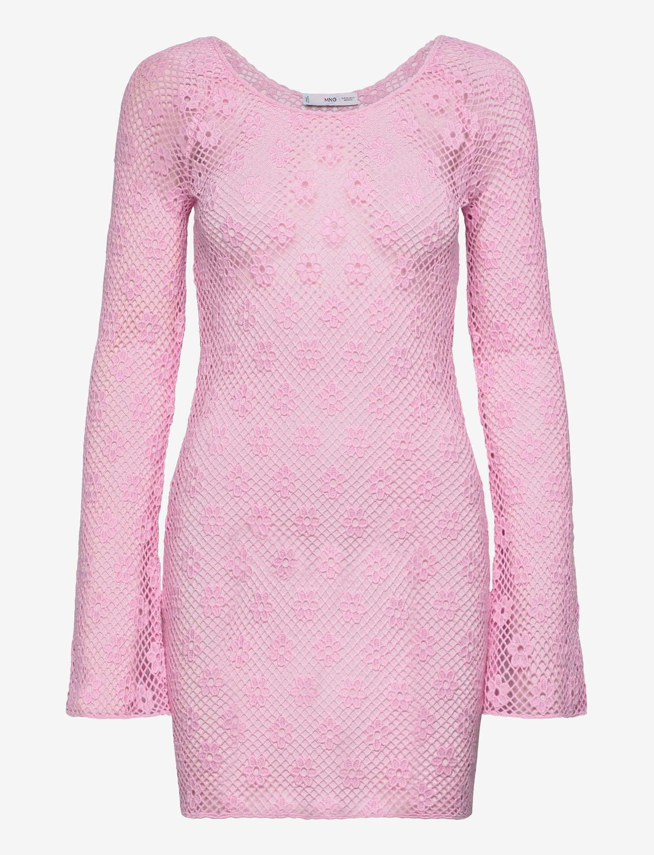 Mango - Floral crochet dress - neulemekot - lt-pastel pink - 0