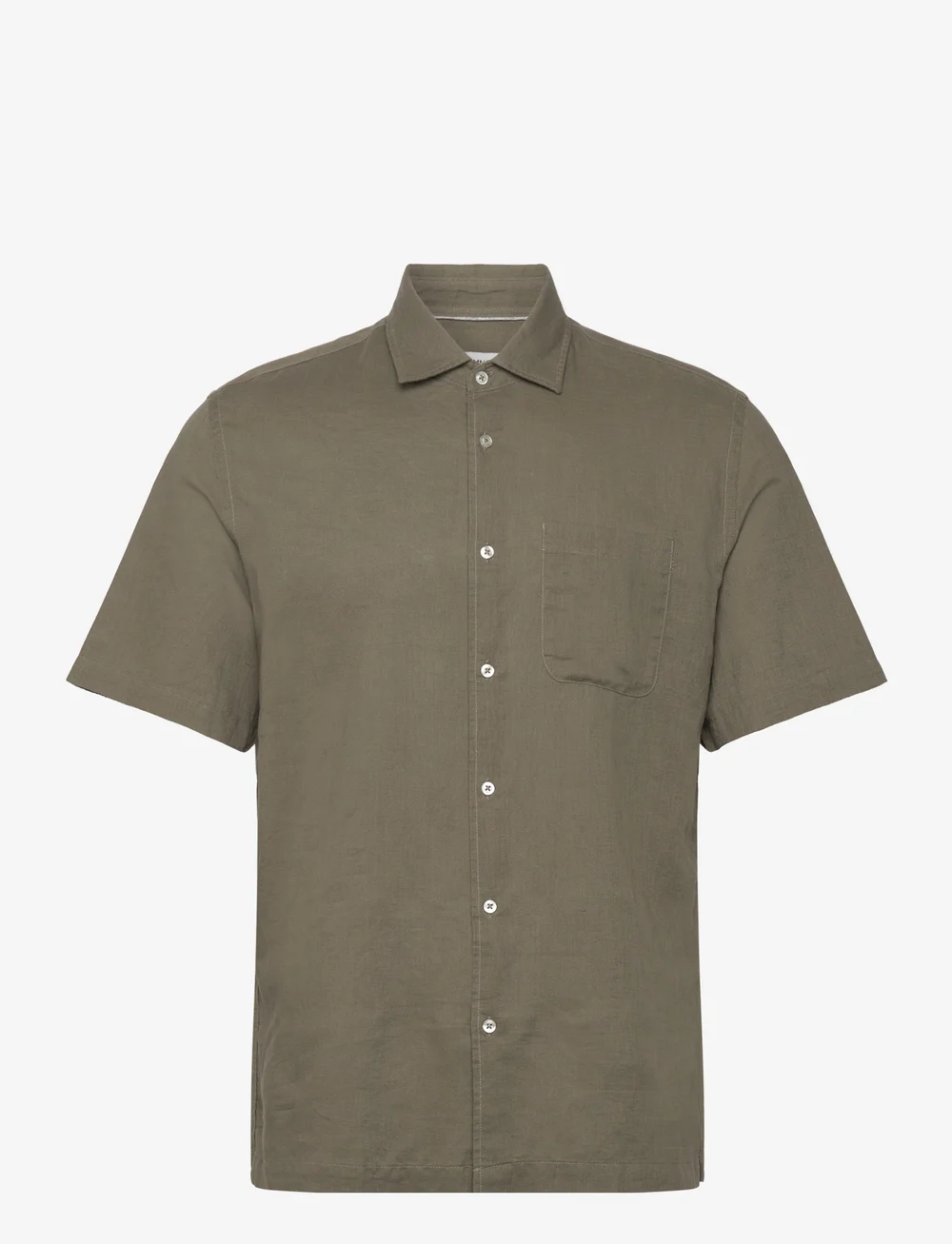 Mango - Regular-fit linen shirt with pocket - linneskjortor - beige - khaki - 0