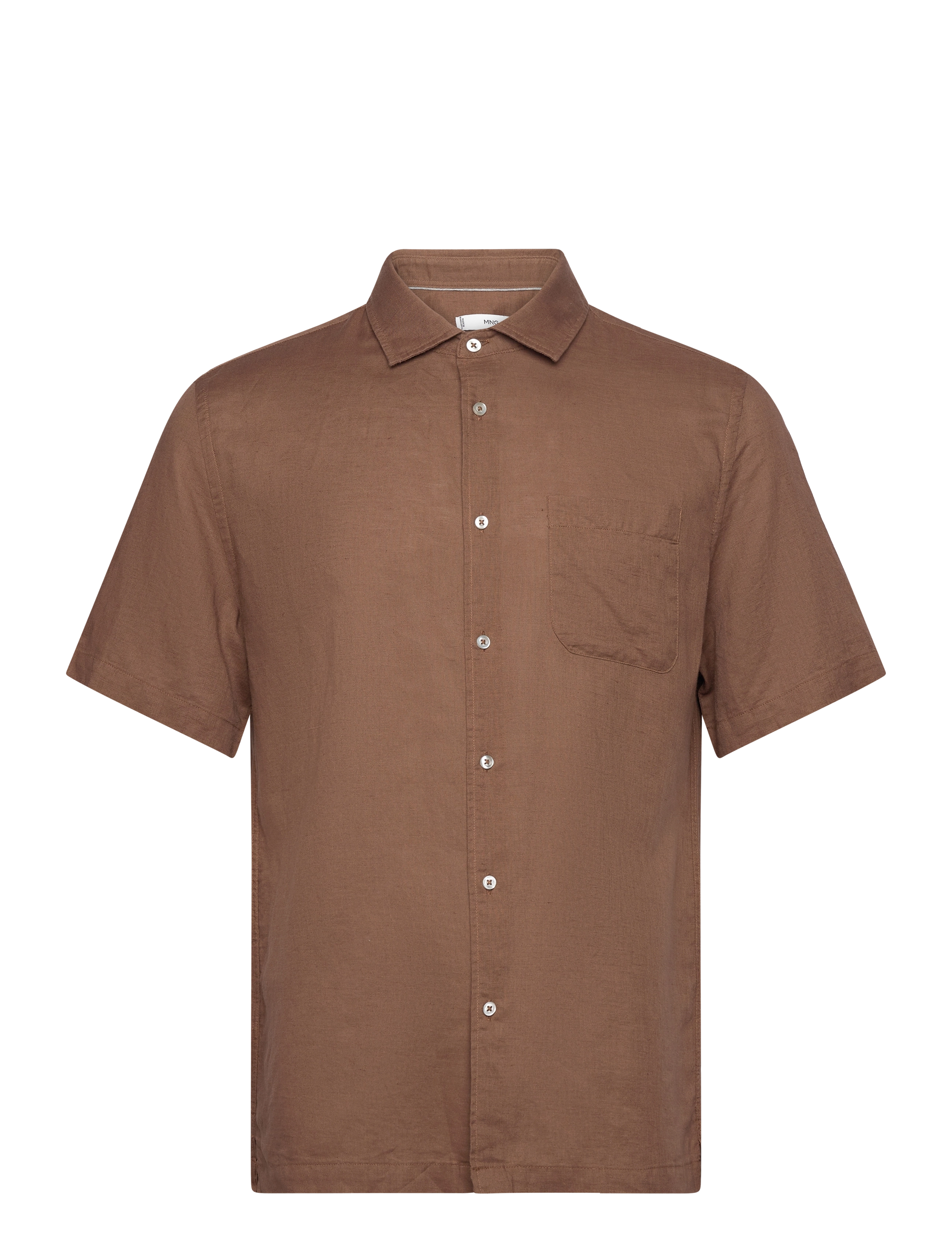 MANGO Regular-Fit Linen Shirt With Pocket Braun - S - Herren