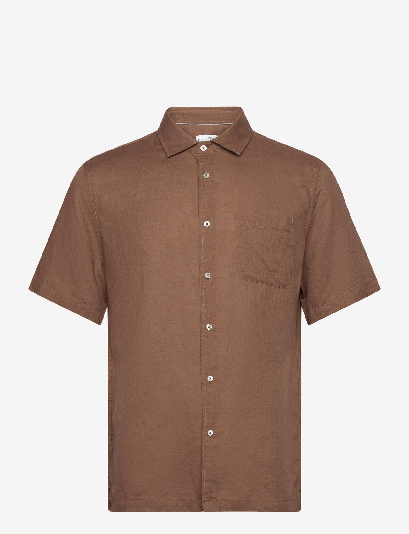 Mango - Regular-fit linen shirt with pocket - laveste priser - brown - 0