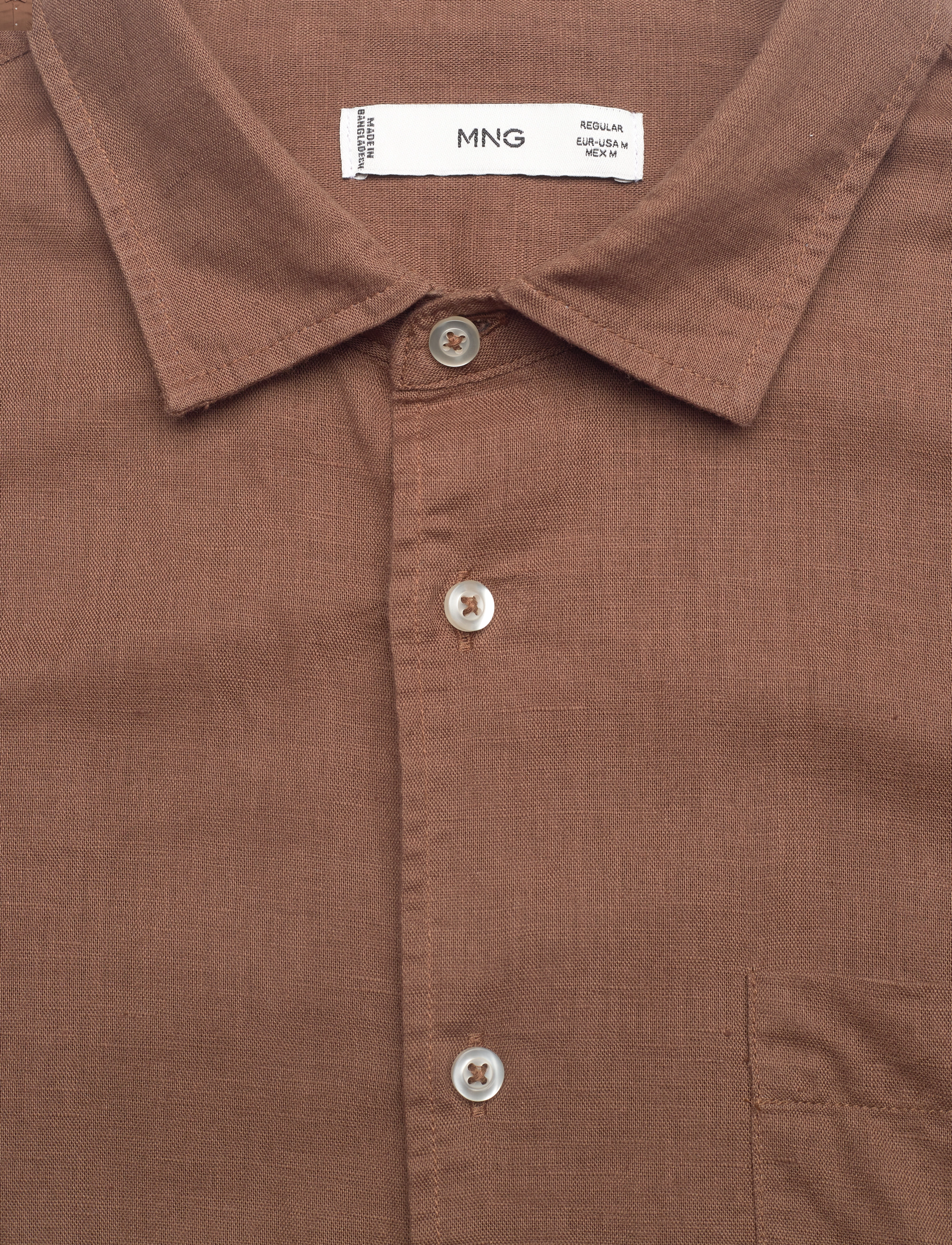 Mango - Regular-fit linen shirt with pocket - laveste priser - brown - 2