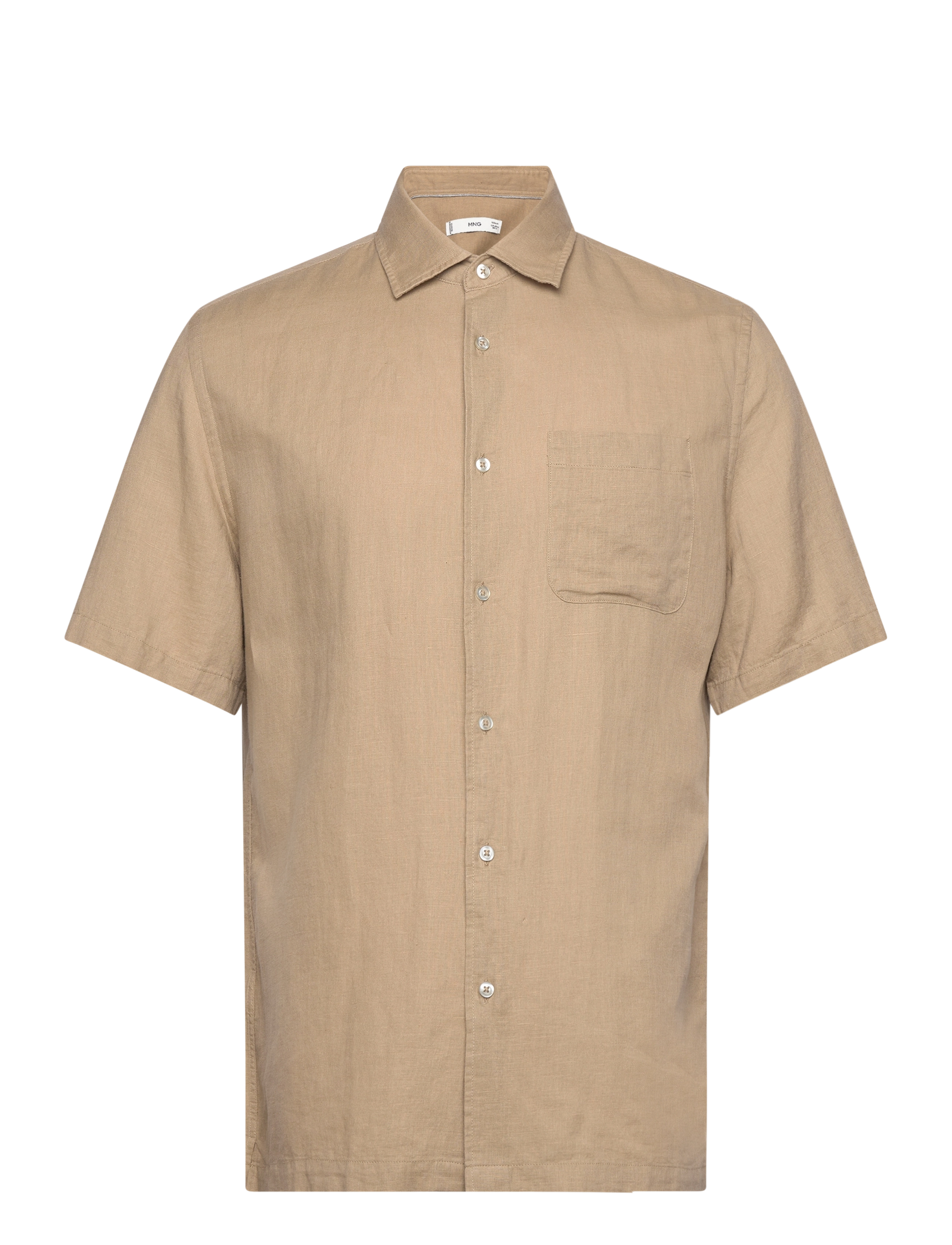 MANGO Regular-Fit Linen Shirt With Pocket Beige - S - Herren