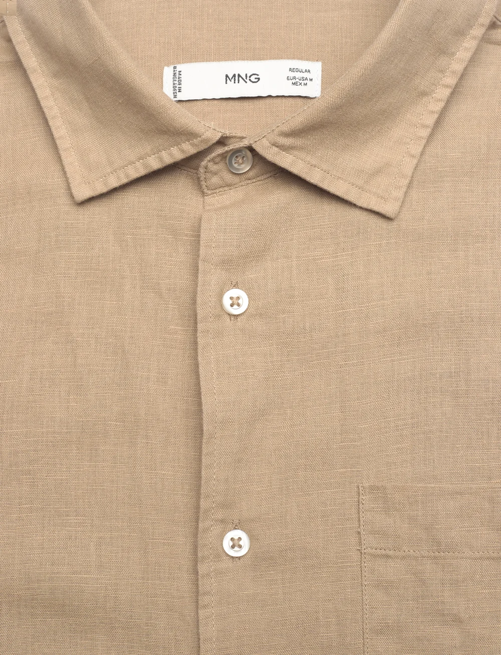 Mango - Regular-fit linen shirt with pocket - linneskjortor - lt pastel brown - 2
