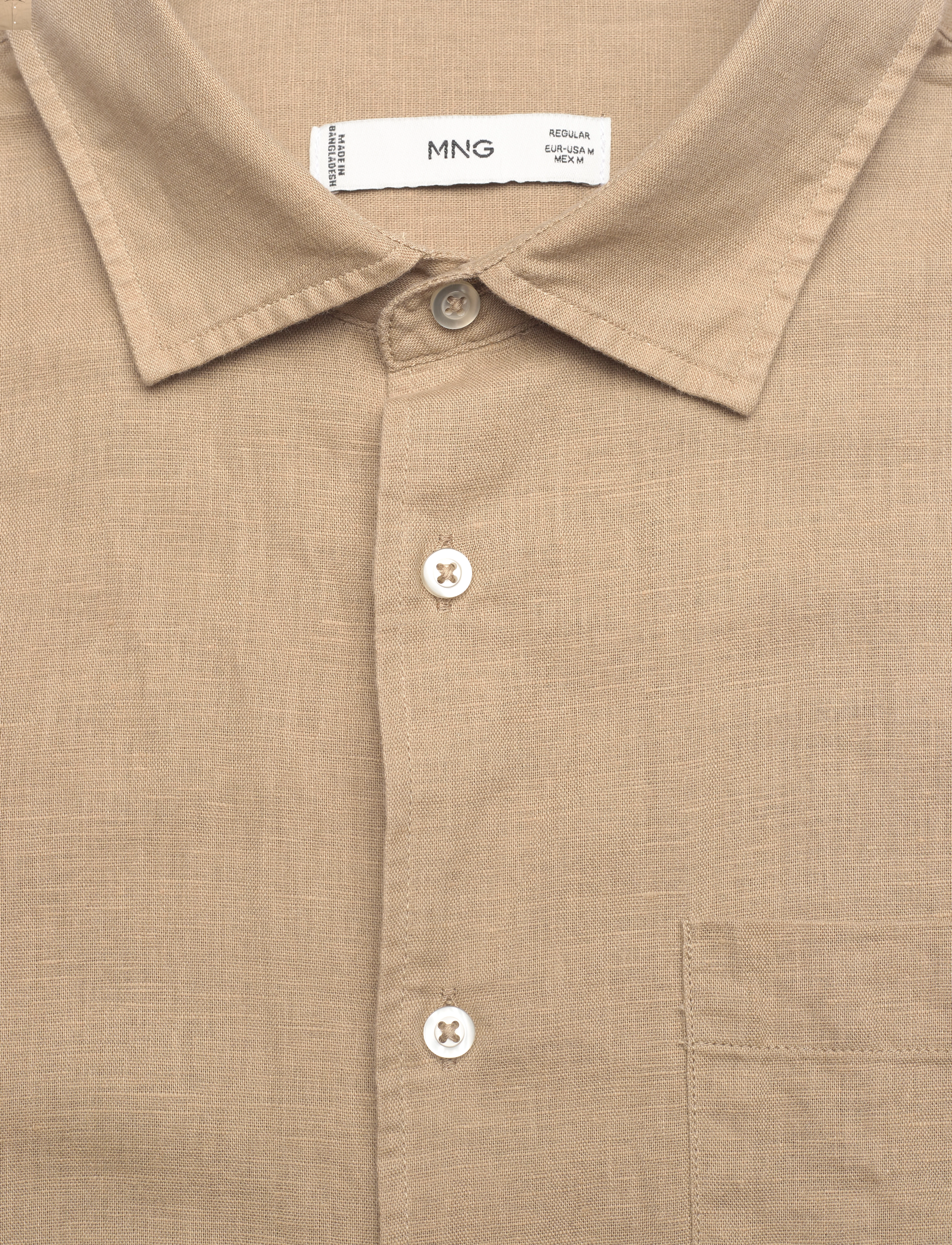 Mango - Regular-fit linen shirt with pocket - laveste priser - lt pastel brown - 2